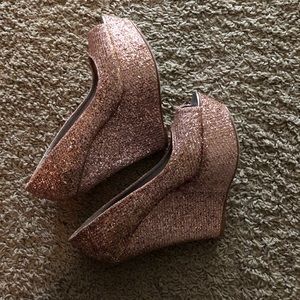 Pink Glitter/Sequin Wedges
